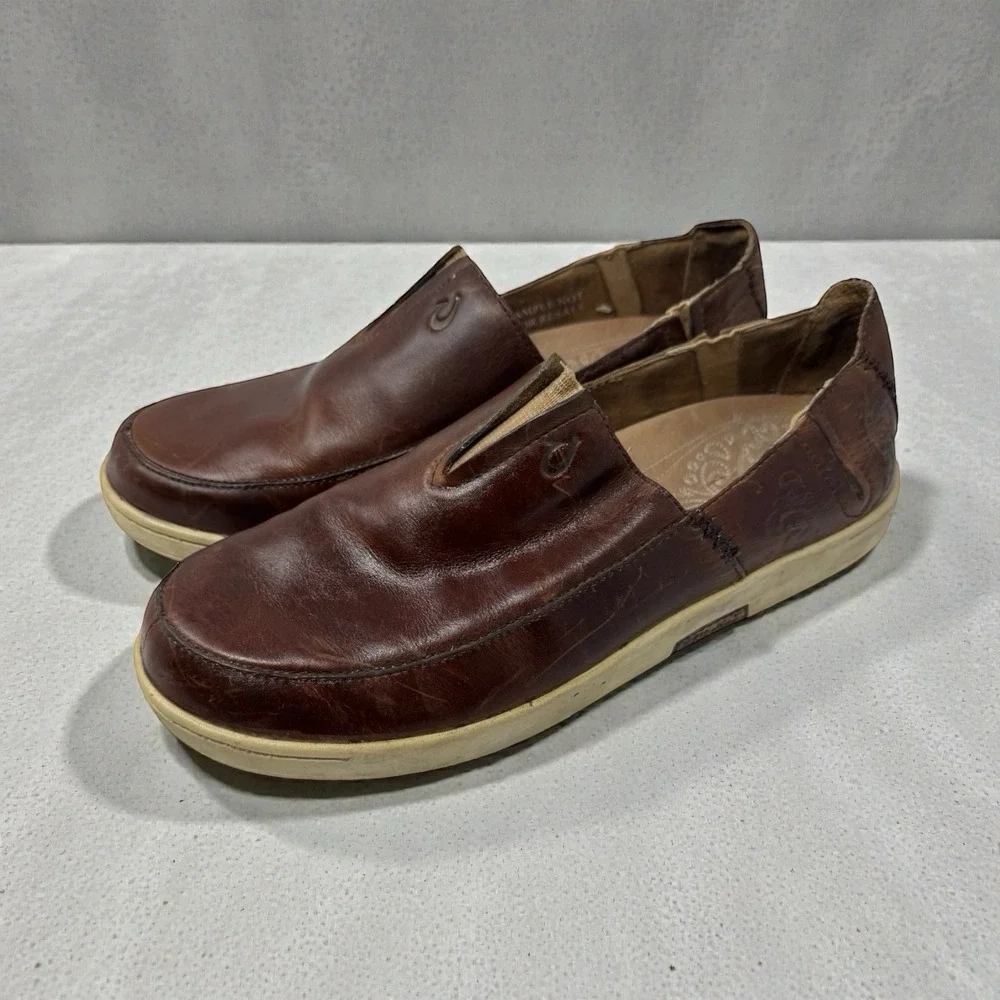 OluKai 🔥Kama'aina‎ 🤑Classic Slip-On Loafer Tooled Leather 9 Shoes Rare Sample